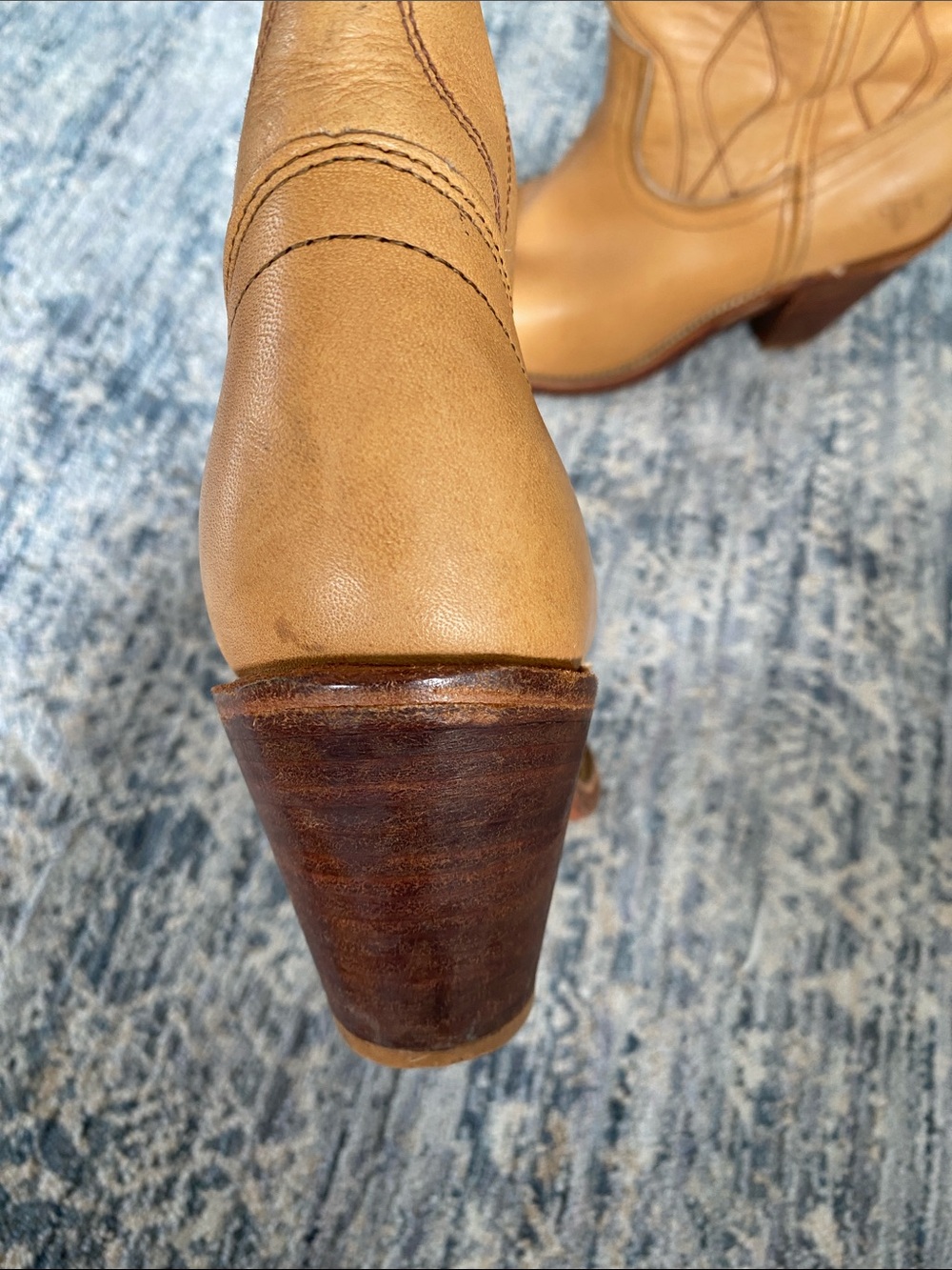 Frye Woman’s Tan Leather Western Boots with Decorative Stitching - Picture 3 of 8